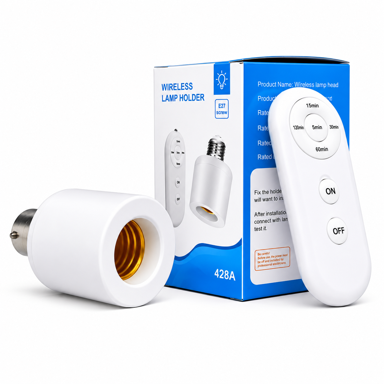 E27 Wireless Lamp Holder with Remote Control 428A Smart Wireless Timer Switch for Bulb
